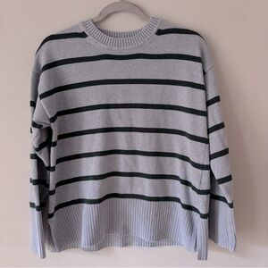 J. Crew Blue and Green Stripe 100% Cotton Sweater Size XS